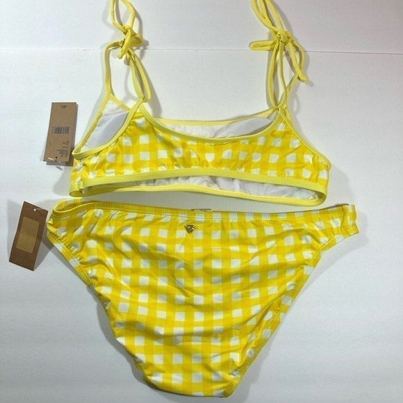 Cremiux Yellow Check 2 Piece Swimsuit L - Picture 6 of 12